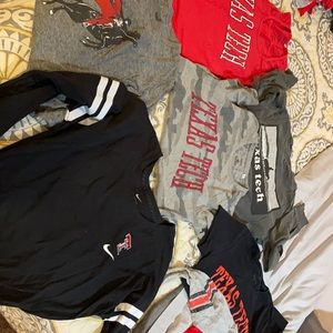 Size medium lot of t shirts and long sleeved Texas tech gear